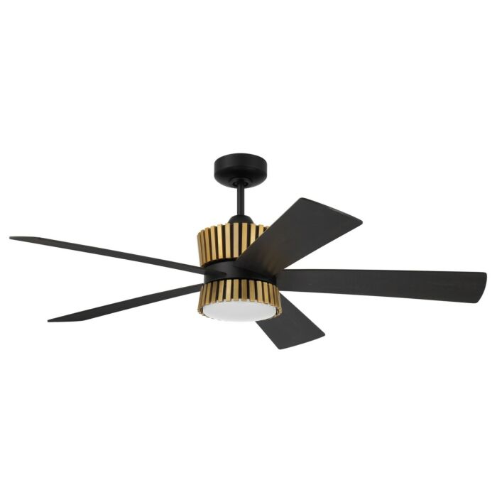 Theiry 1-Light 52" Hanging Ceiling Fan in Flat Black with Satin Brass