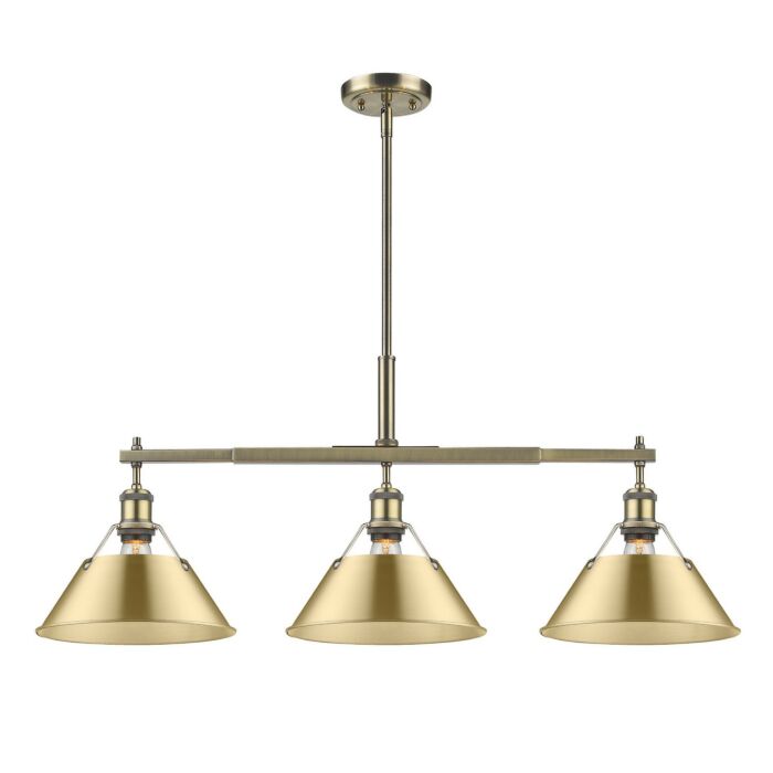 Three Light Linear Pendant by Golden