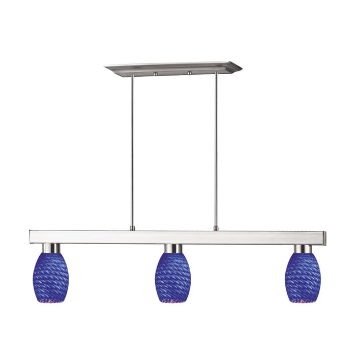 Z Lite Players 3 Light Linear Pendant Light In Brushed Nickel