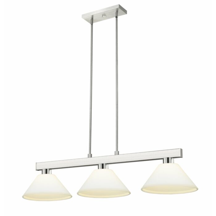 Z Lite Cobalt 3 Light Linear Pendant Light In Brushed Nickel