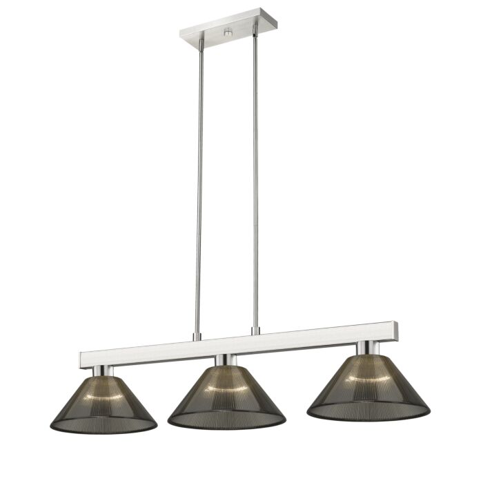 Z Lite Players 3 Light Linear Pendant Light In Brushed Nickel