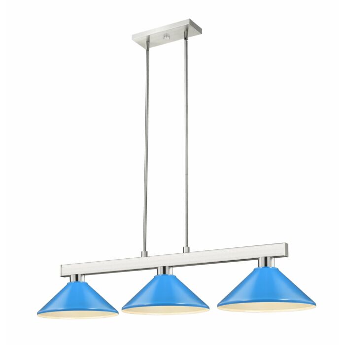 Z Lite Cobalt 3 Light Linear Pendant Light In Brushed Nickel