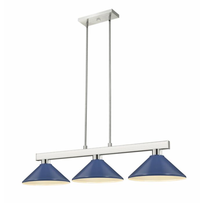 Z Lite Cobalt 3 Light Linear Pendant Light In Brushed Nickel