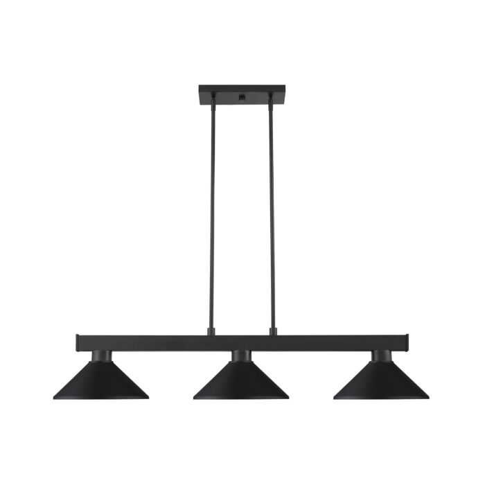 Z Lite Cobalt 3 Light Linear Pendant Light In Matte Black
