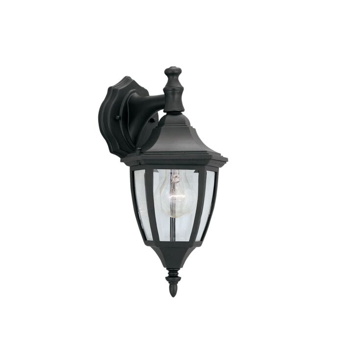 Builder Cast Aluminum 1-Light Wall Lantern in Black