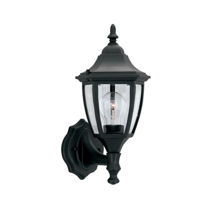 Builder Cast Aluminum 1-Light Wall Lantern in Black
