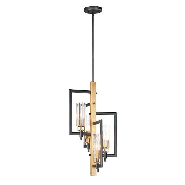 Maxim Flambeau 4 Light Pendant Light in Black and Antique Brass