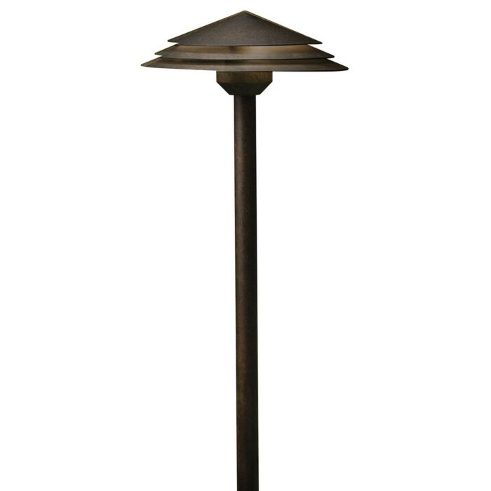 Kichler Round Tiered 2700K LED Path Light in Aged Bronze