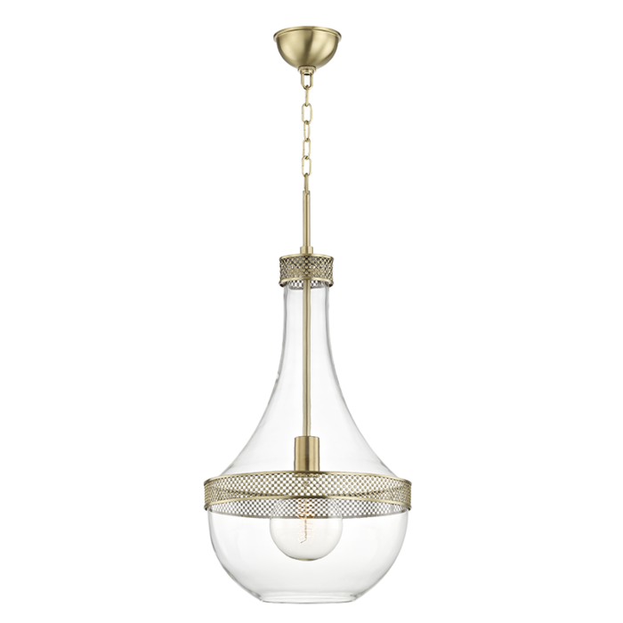 Hudson Valley Hagen 29 Inch Pendant Light in Aged Brass