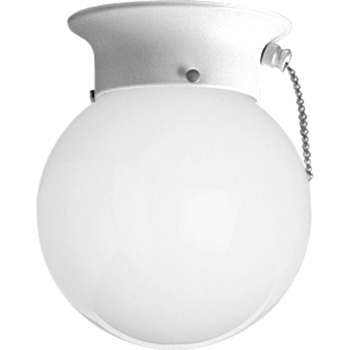 Globe - Opal (Pullchain) 1-Light Flush Mount in White