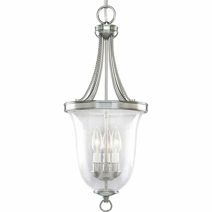Seeded Glass 3-Light Foyer Pendant in Brushed Nickel