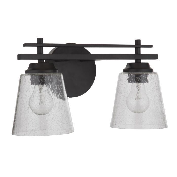 Craftmade Drake 2 Light Bathroom Vanity Light in Flat Black