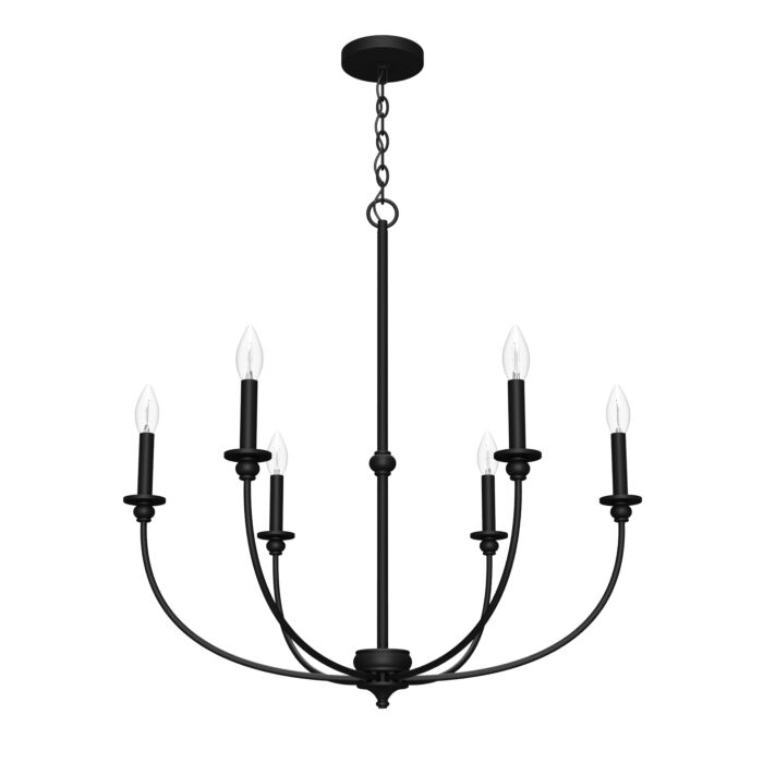 Hunter Southcrest 6-Light Chandelier in Flat Matte Black