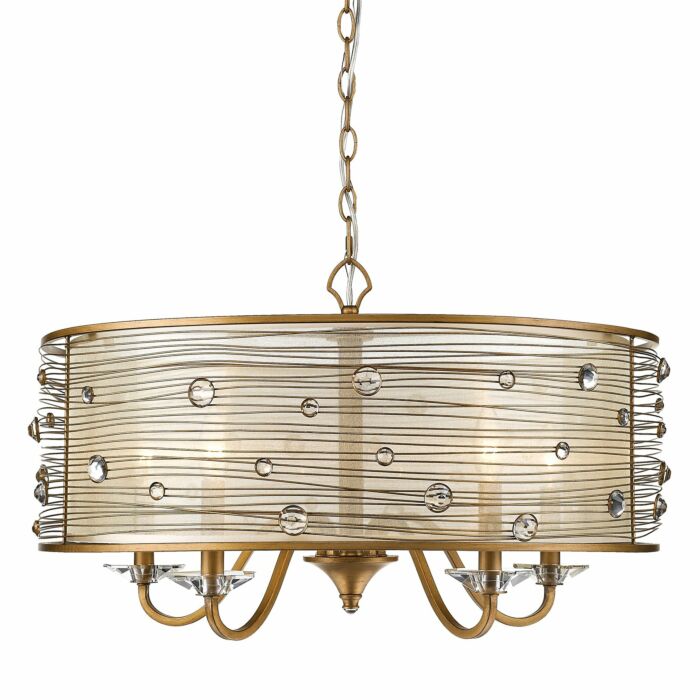 Golden Joia 5 Light Chandelier in Peruvian Gold