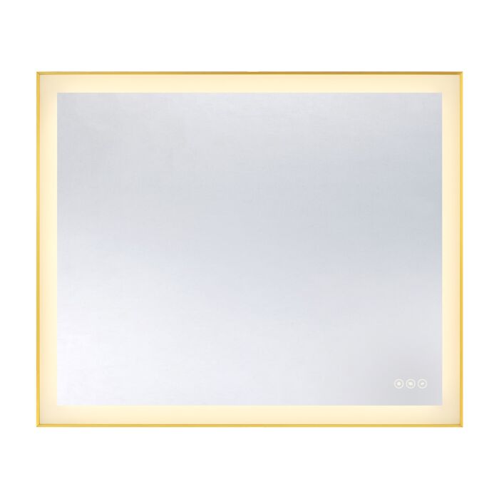 Paulding LED Rectangle Frontlit Mirror with Gold Frame