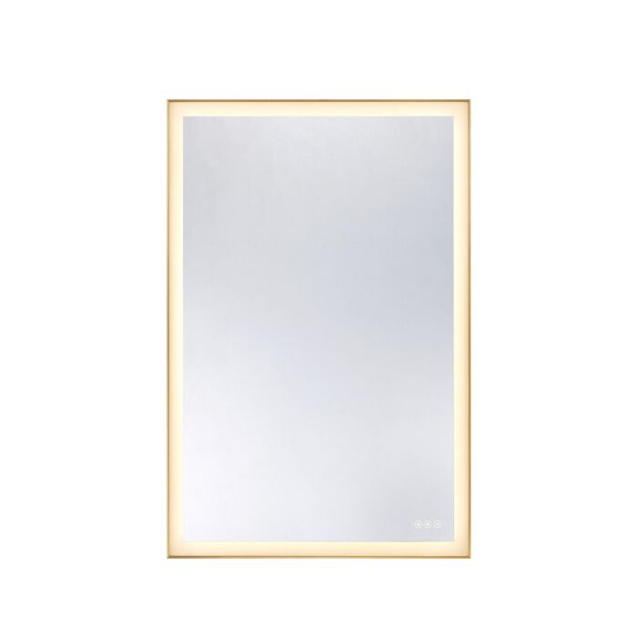 Paulding LED Rectangle Frontlit Mirror with Gold Frame