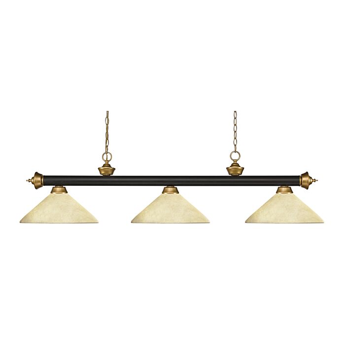 Z Lite Riviera 3 Light Linear Pendant Light In Bronze With Satin Gold