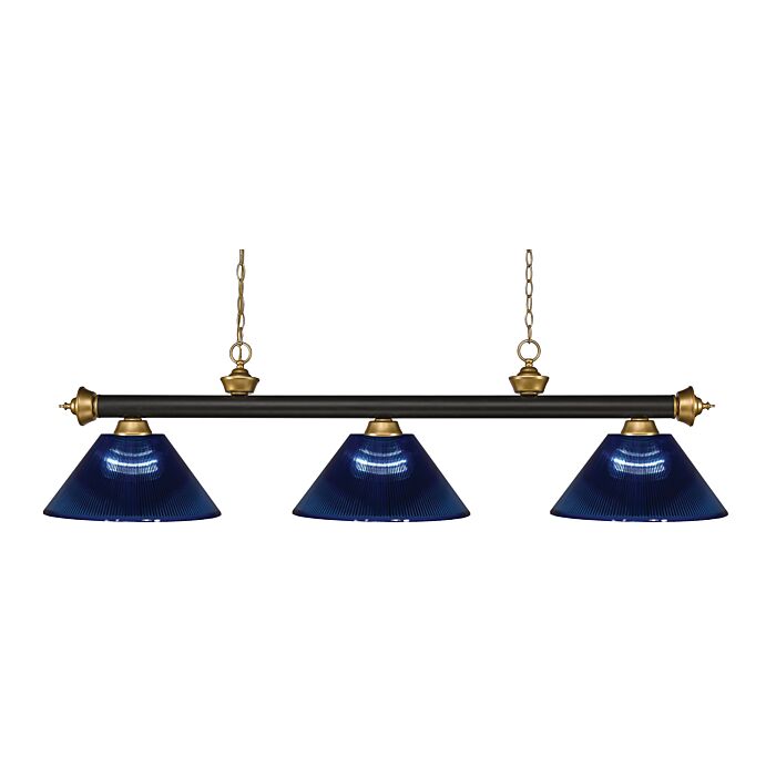 Z Lite Riviera 3 Light Linear Pendant Light In Bronze With Satin Gold