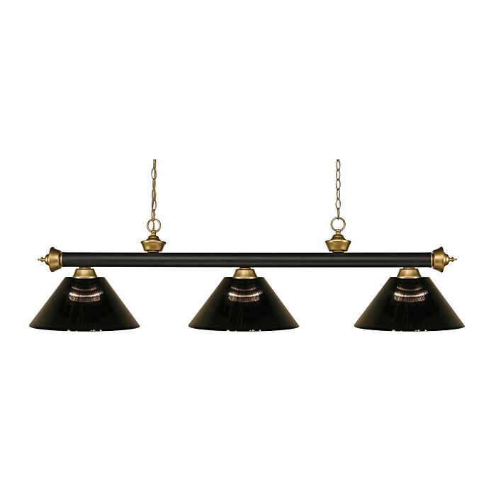 Z Lite Riviera 3 Light Linear Pendant Light In Bronze With Satin Gold