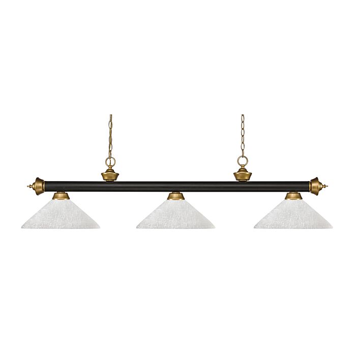 Z Lite Riviera 3 Light Linear Pendant Light In Bronze With Satin Gold