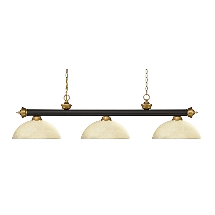 Z Lite Riviera 3 Light Linear Pendant Light In Bronze With Satin Gold