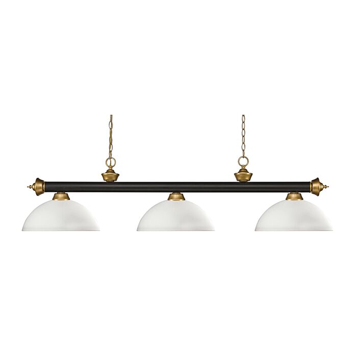 Z Lite Riviera 3 Light Linear Pendant Light In Bronze With Satin Gold