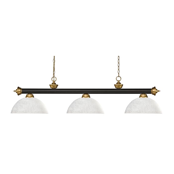 Z Lite Riviera 3 Light Linear Pendant Light In Bronze With Satin Gold