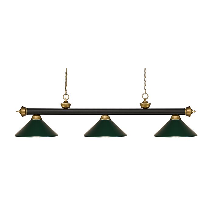 Z Lite Riviera 3 Light Linear Pendant Light In Bronze With Satin Gold
