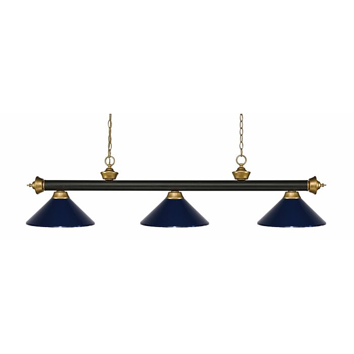 Z Lite Riviera 3 Light Linear Pendant Light In Bronze With Satin Gold