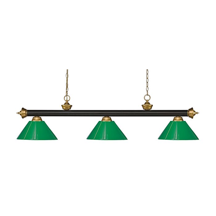 Z Lite Riviera 3 Light Linear Pendant Light In Bronze With Satin Gold