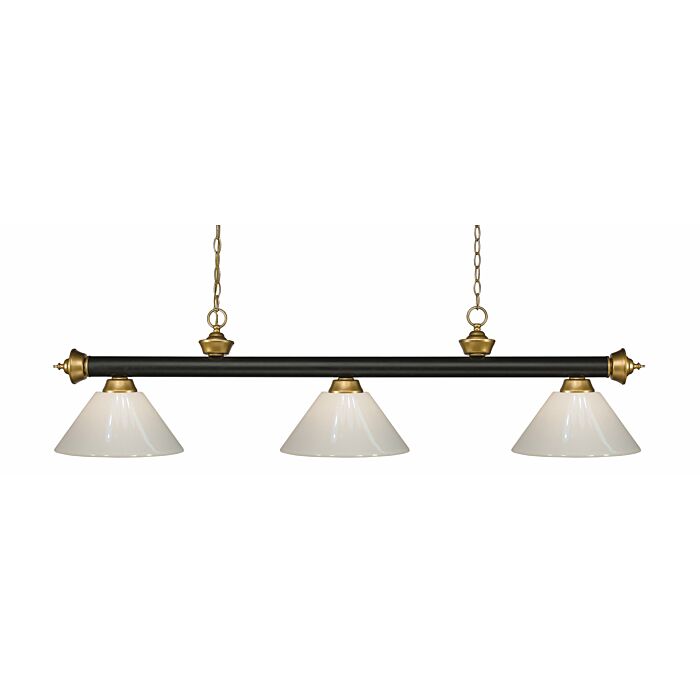 Z Lite Riviera 3 Light Linear Pendant Light In Bronze With Satin Gold