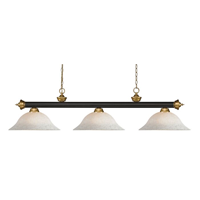 Z Lite Riviera 3 Light Linear Pendant Light In Bronze With Satin Gold