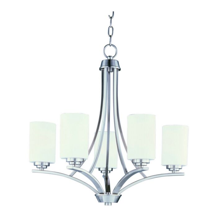 Maxim Deven 5 Light Satin White Chandelier in Satin Nickel