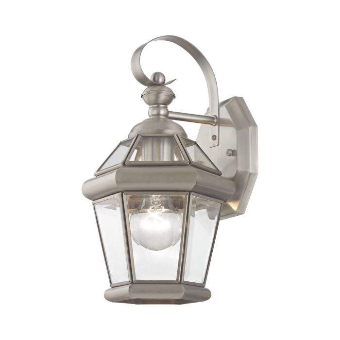 Georgetown 1-Light Outdoor Wall Lantern in Brushed Nickel