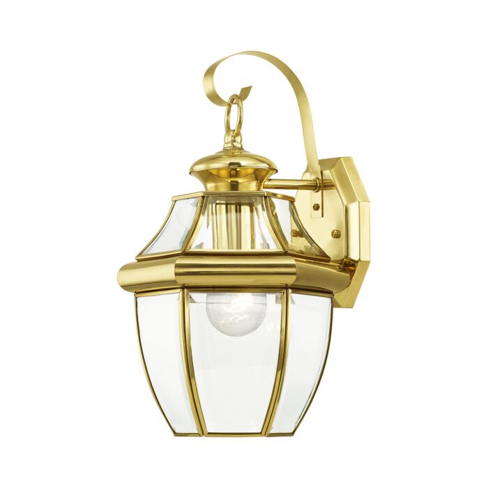 Monterey 1-Light Outdoor Wall Lantern in Polished Brass