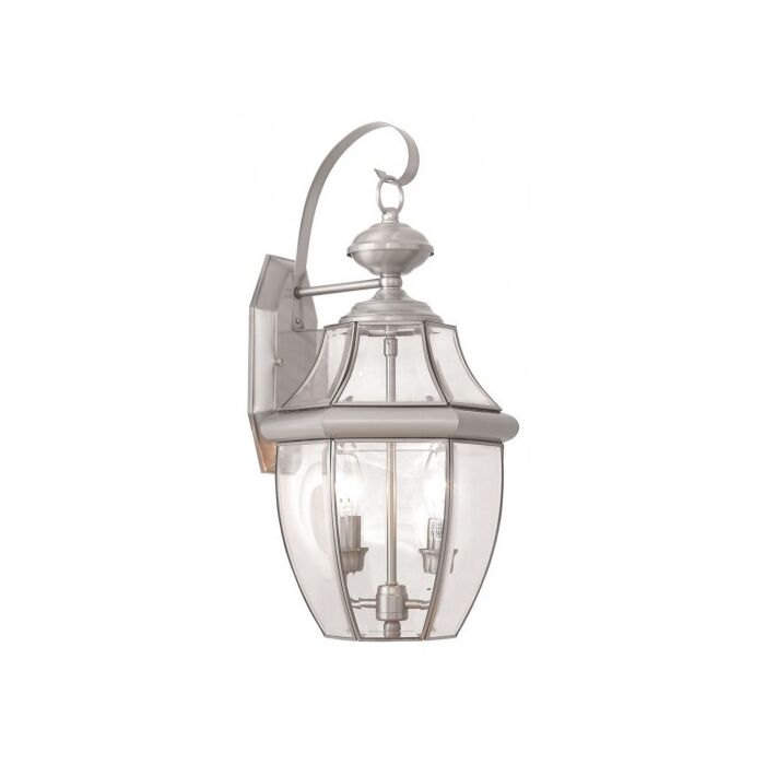 Monterey 2-Light Outdoor Wall Lantern in Brushed Nickel