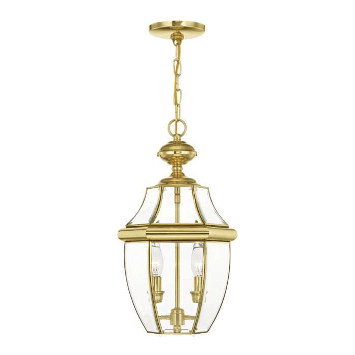 Monterey 2-Light Outdoor Pendant in Polished Brass