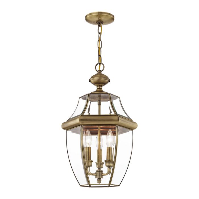 Monterey 3-Light Outdoor Pendant in Antique Brass