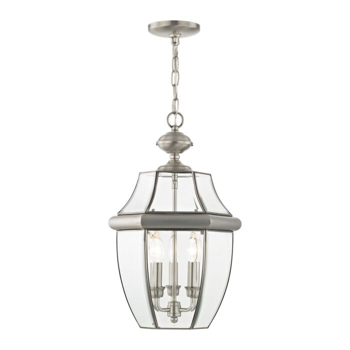 Monterey 3-Light Outdoor Pendant in Brushed Nickel