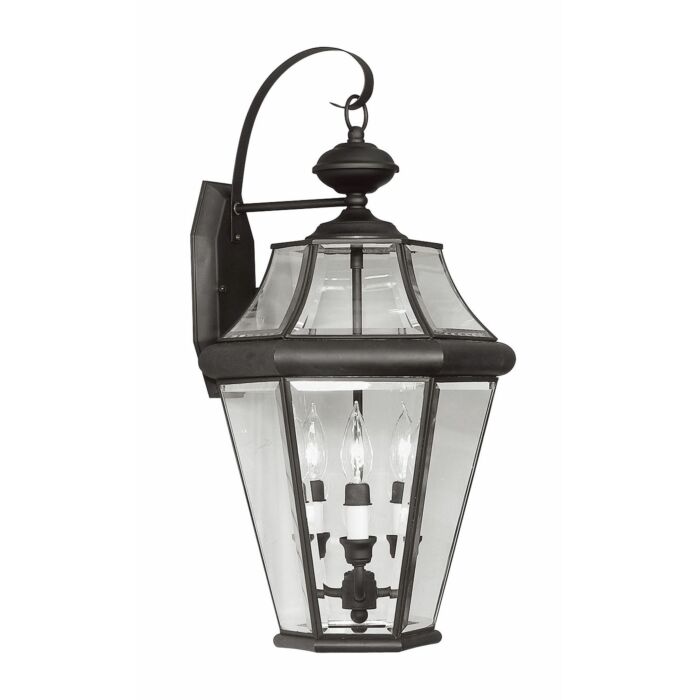 Georgetown 3-Light Outdoor Wall Lantern in Black