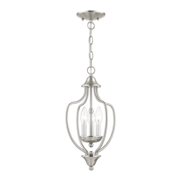 Home Basics 3-Light Mini Chandelier with Ceiling Mount in Brushed Nickel