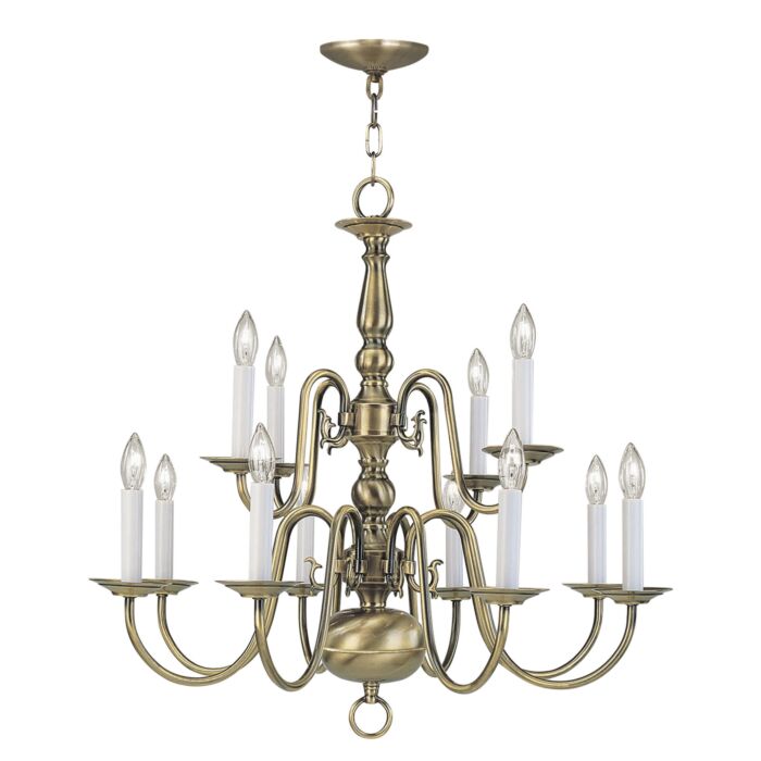 Williamsburgh 12-Light Chandelier in Antique Brass