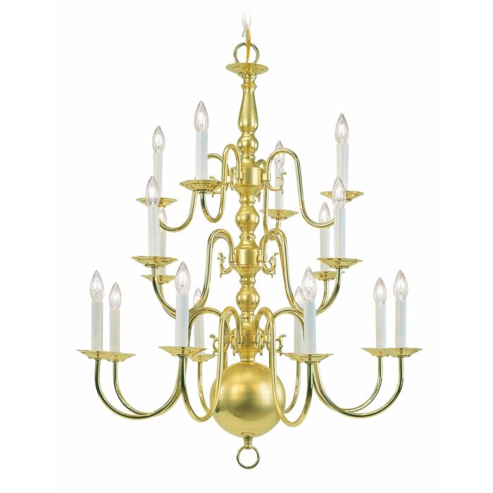 Williamsburgh 16-Light Chandelier in Polished Brass