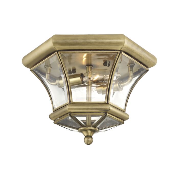 Monterey 2-Light Outdoor Ceiling Mount in Antique Brass