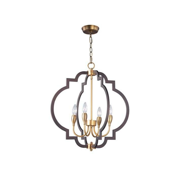 Maxim Crest 4 Light Chandelier in Oil Rubbed Bronze / Antique Brass