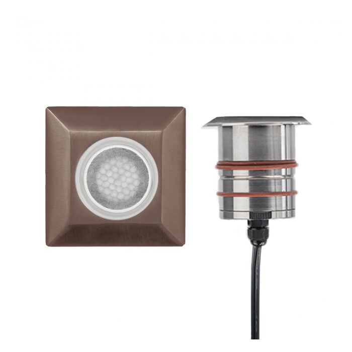 WAC 2in Inground LED 12V Square Indicator Light with Honeycomb Louver in Bronzed Stainless Steel