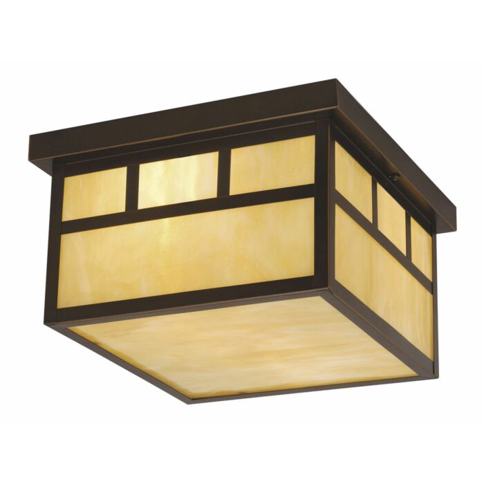 Mission 2-Light Outdoor Flush Mount in Burnished Bronze