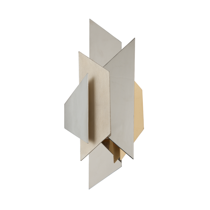 Corbett Modernist Wall Sconce in Pol Ss With Silverandgold Leaf