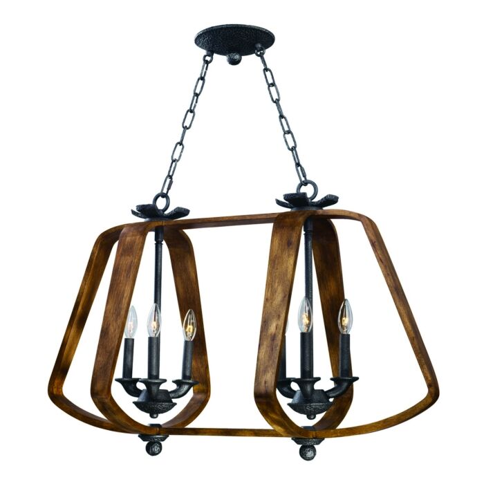Maxim Lighting Road House 19 Inch 6 Light Linear Pendant in Barn Wood/Iron Ore