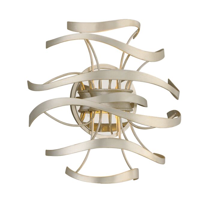 Corbett Calligraphy 2 Light Wall Sconce in Silver Leaf Polished Stainless